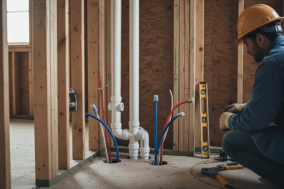 Drain and supply rough-in during Drain Cleaning in Cincinnati